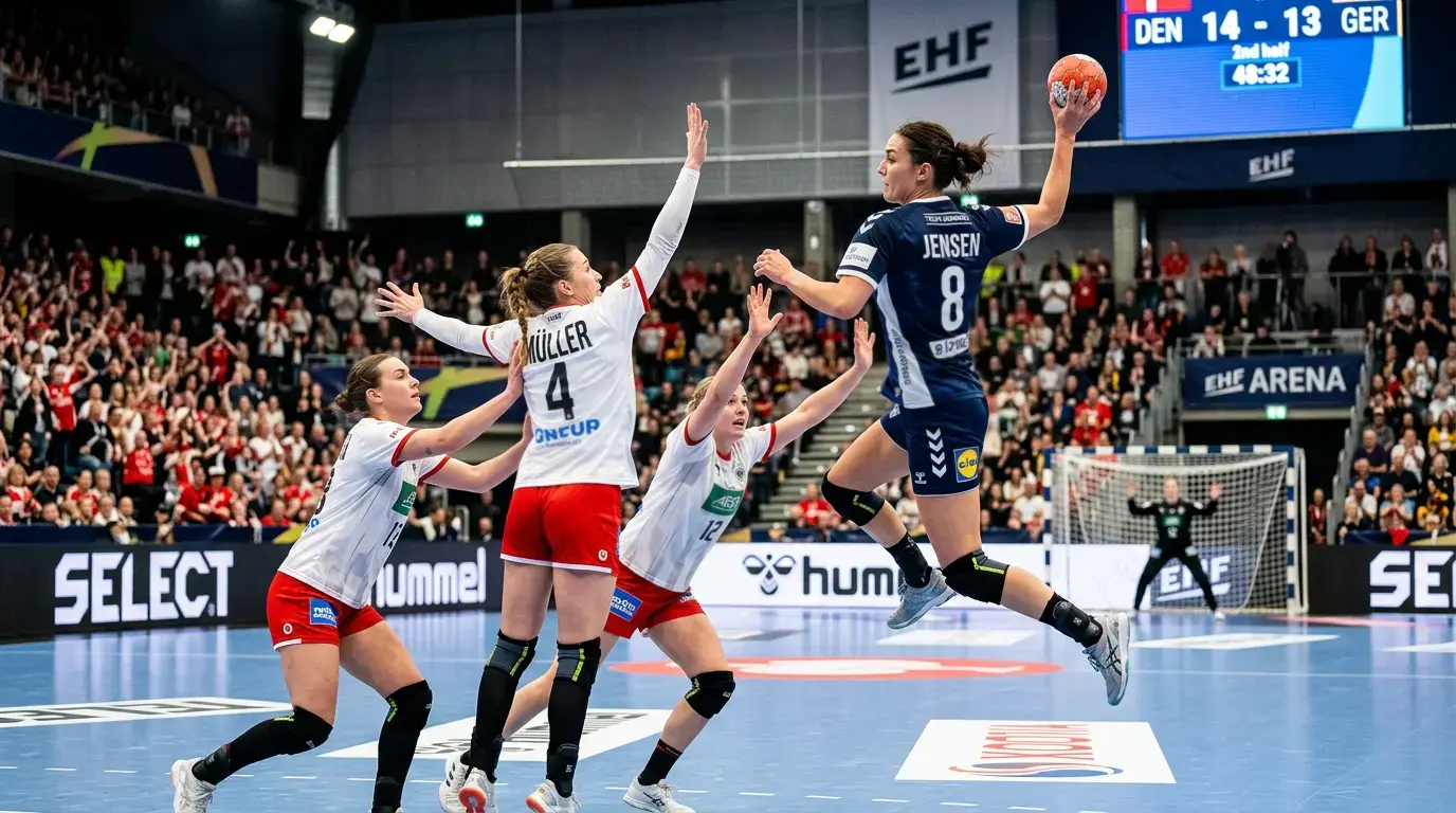 Frauen-Handball-Spielerinnen in einem intensiven Bundesliga-Spiel