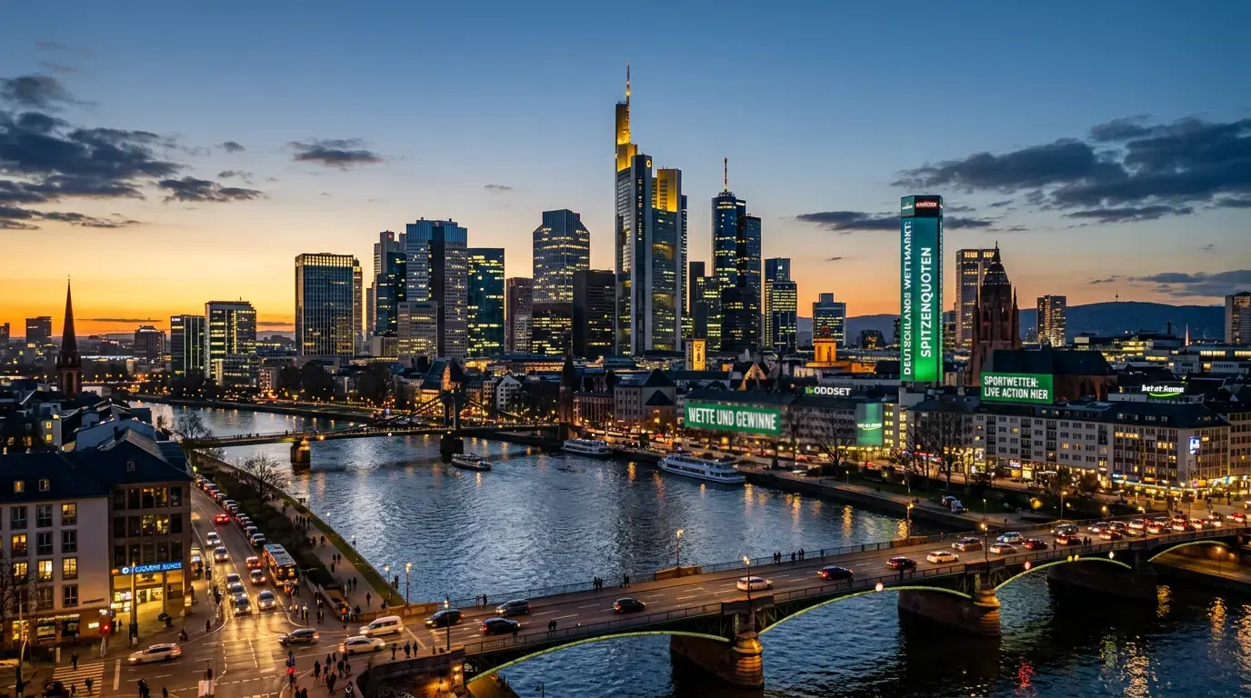 Skyline einer deutschen Großstadt als Symbol für den Sportwettenmarkt